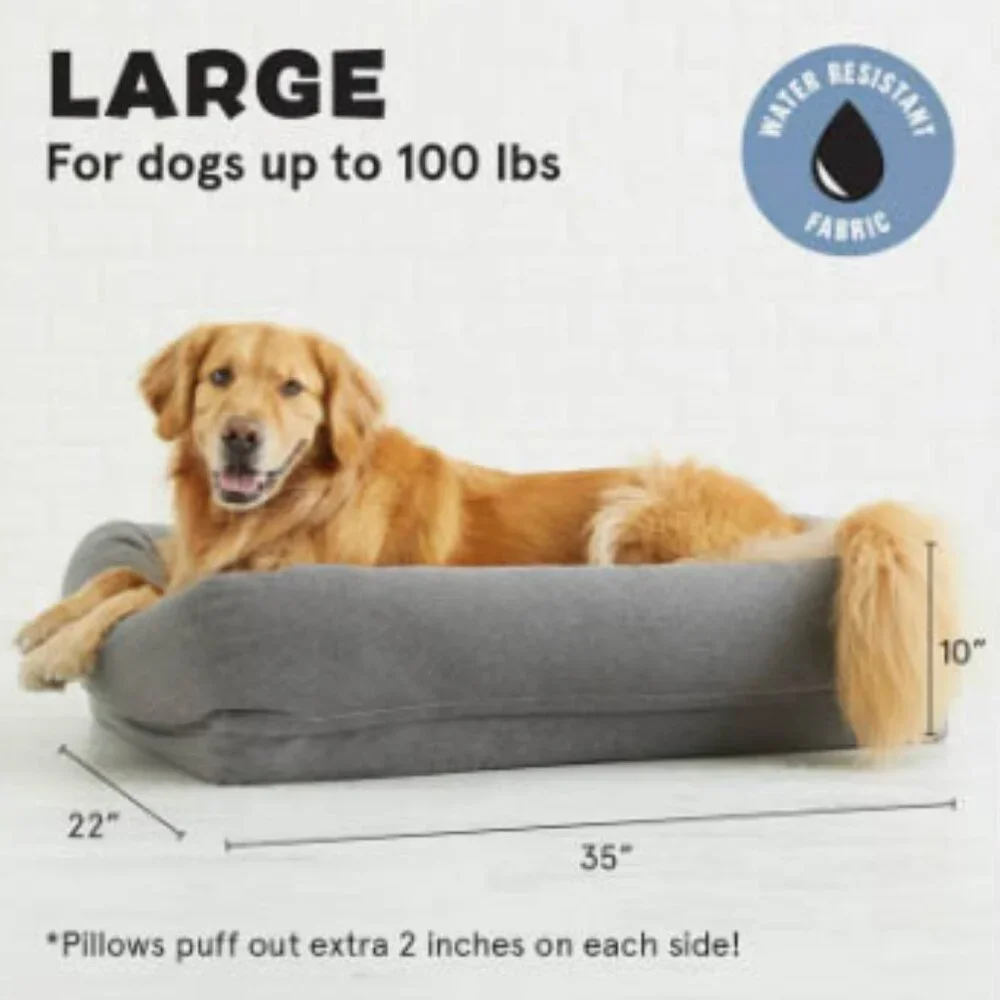 Dog Bed: Large Orthopedic Pet Bed, Light Gray - Picture 3 of 4